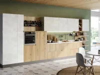 Cucina lineare in legno rovere chiaro Jey feel 01 a prezzo scontato