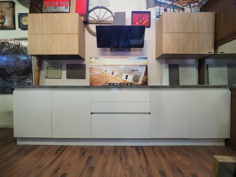 Cucina moderna lineare Nuovi mondi essential minimal  white a prezzo scontato