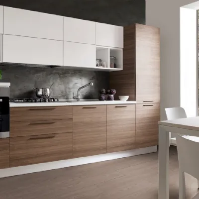 Cucina S75 moderna lineare noce in laminato materico Cucina mod.chlo versione laminato eucalipto scontata del 35%