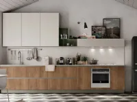 Cucina lineare in laminato materico rovere chiaro Infinity a prezzo ribassato