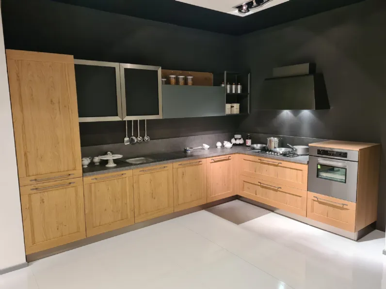 Cucina moderna rovere chiaro Arredo3 ad angolo Asia telaio a soli 8600