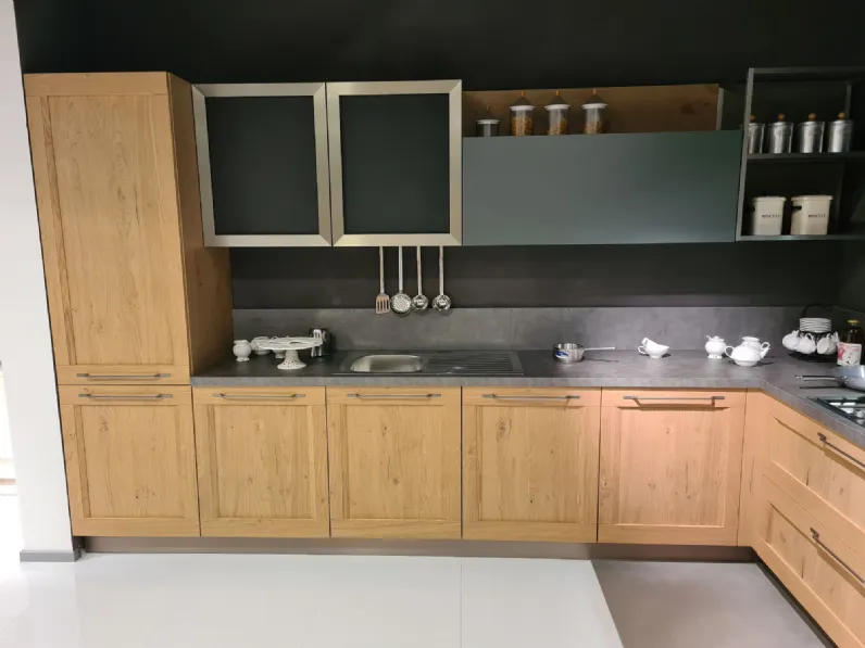 Cucina moderna rovere chiaro Arredo3 ad angolo Asia telaio a soli 8600€