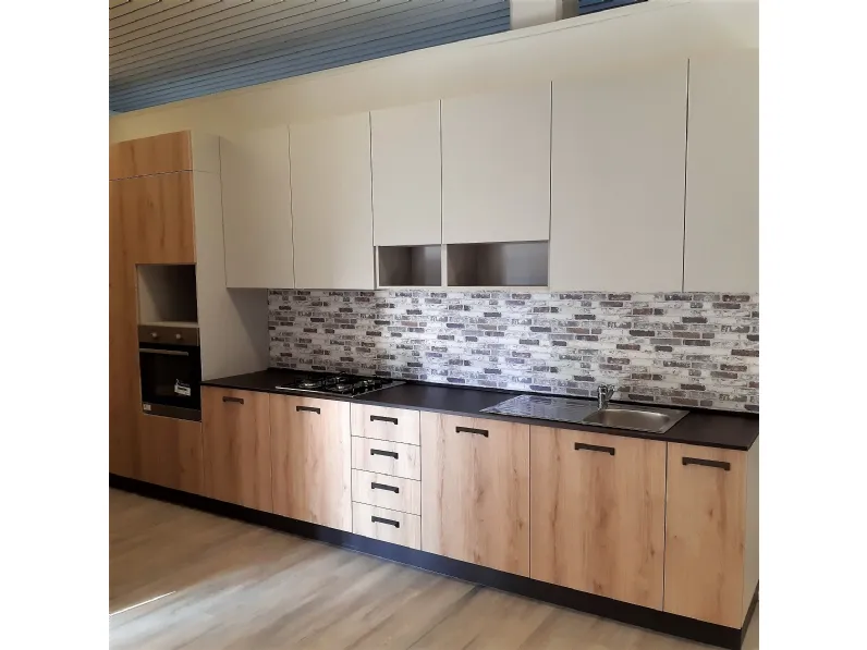Cucina moderna rovere chiaro Arrex-2 lineare Aurora in offerta