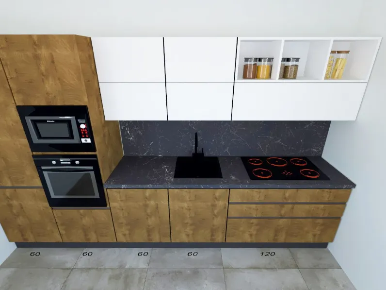 Cucina moderna rovere chiaro Astra lineare Sp22 scontata