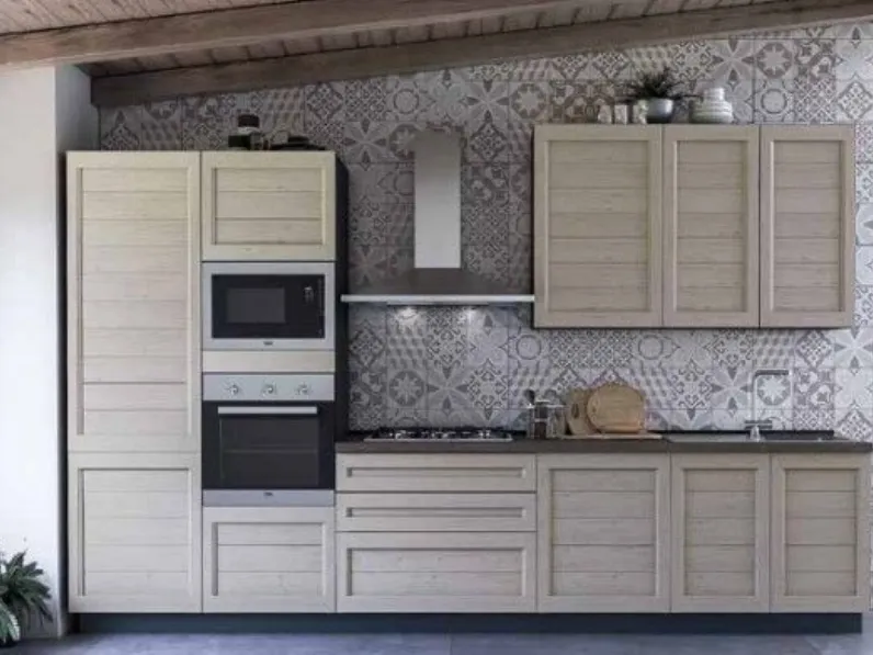 Cucina moderna rovere chiaro Collezione esclusiva lineare Elettra scontata