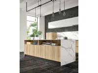 Cucina Essebi moderna ad isola rovere chiaro in laminato opaco Azimunt