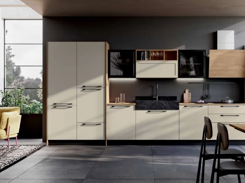 Cucina moderna rovere chiaro Imab lineare Capri-ischia scontata