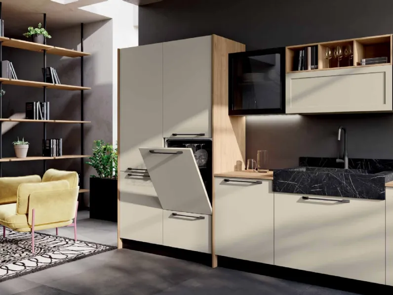 Cucina moderna rovere chiaro Imab lineare Capri-ischia scontata