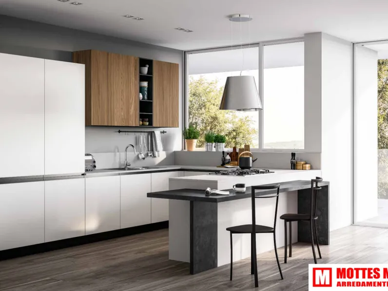 Cucina con penisola moderna Firenze Mottes selection a prezzo scontato