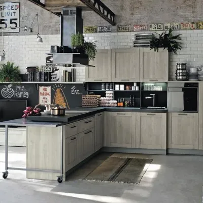 Cucina moderna rovere chiaro Stosa cucine con penisola City scontata