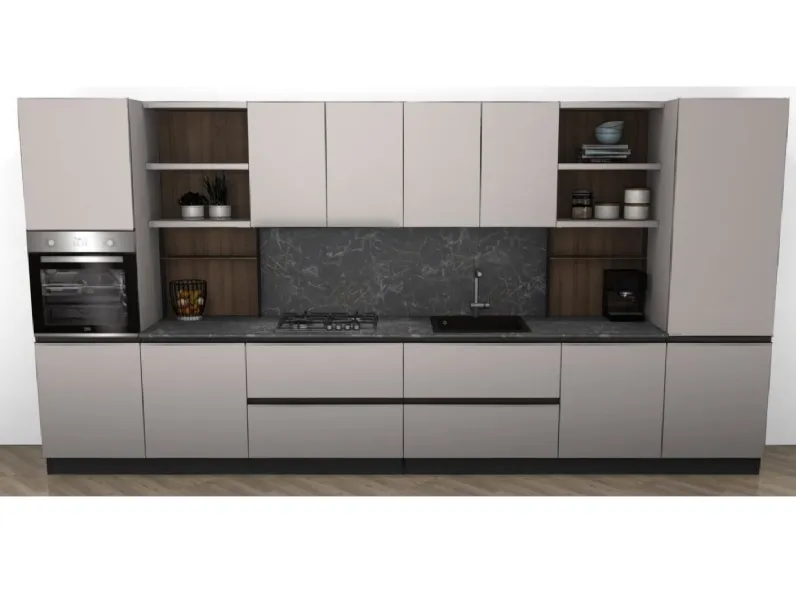 Cucina moderna tortora Arredo3 lineare Kali' in Offerta Outlet