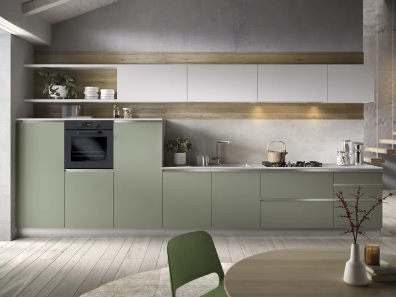 Cucina Essebi moderna lineare tortora in laccata opaco York 1
