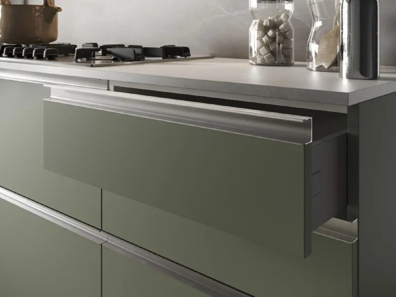Cucina Essebi moderna lineare tortora in laccata opaco York 1