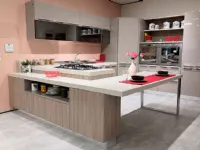 Cucina moderna tortora Stosa con penisola Replay scontata