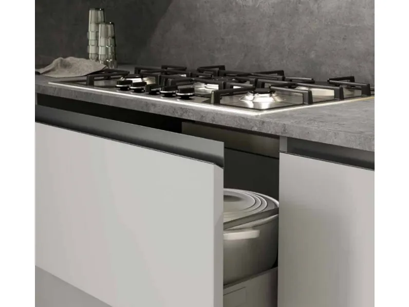 Cucina Collezione esclusiva design ad angolo magnolia in laminato materico Milano