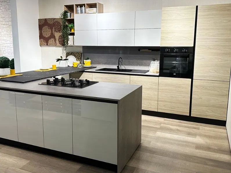 Cucina ad isola moderna rovere chiaro Net cucine Delizia a soli 6700