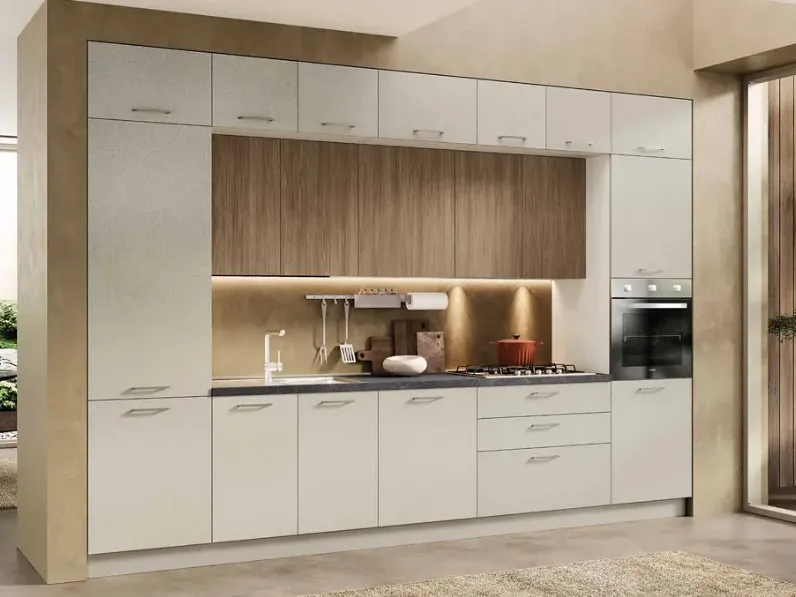 Cucina lineare in laminato opaco bianca Sandy luna a prezzo scontato