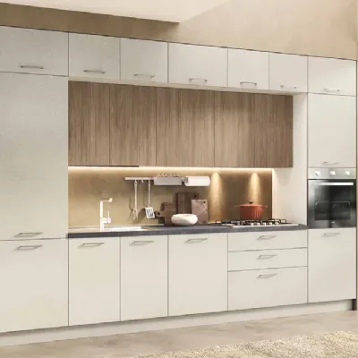 Cucina lineare in laminato opaco bianca Sandy luna a prezzo scontato