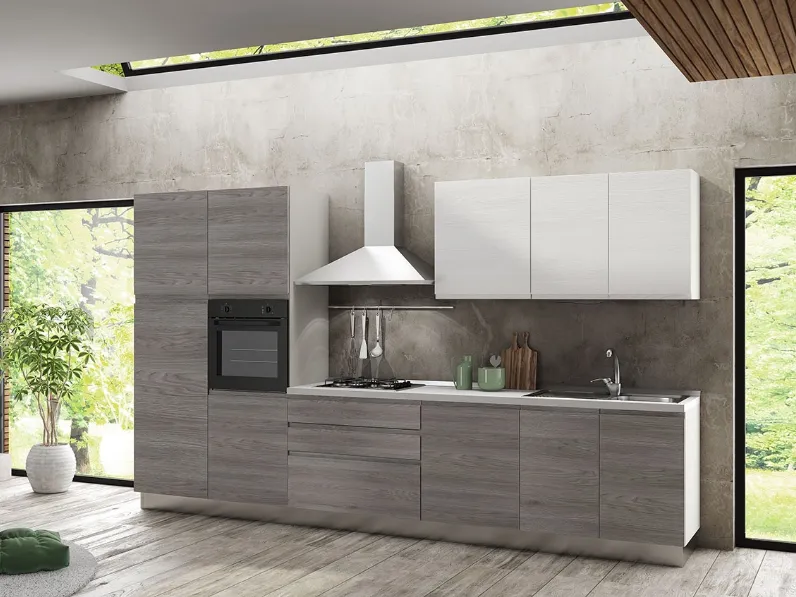 Cucina Artigianale moderna lineare grigio in nobilitato Nicole 360