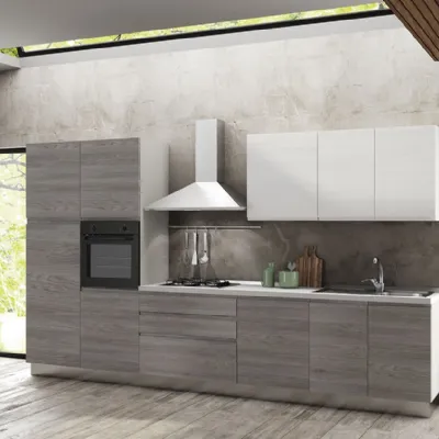 Cucina Artigianale moderna lineare grigio in nobilitato Nicole 360