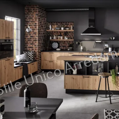 Cucina noce moderna ad isola Mountain Colombini casa in Offerta Outlet