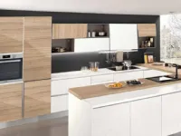 CUCINA Nuovi mondi cucine con penisola Cucina moderna gola con penisola e isola colore frassino  bianco e nature in offerta     SCONTATA