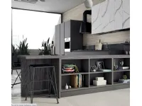 CUCINA Nuovi mondi cucine Cucina industrial cemento effetto legno  con penisola PREZZO OUTLET