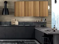 CUCINA Nuovi mondi cucine Cucina industrial cemento effetto legno  con penisola PREZZO OUTLET