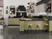 cucina industrial legno compreso di isola penisola e set elettrodomestici hotpoint e cappa lavagna in offerta 