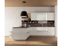 CUCINA Nuovi mondi cucine Cucina moderna opaca con penisola e top bronzo inj offerta   PREZZO OUTLET