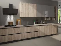 Cucina Nuovi mondi cucine moderna con penisola rovere chiaro in laminato materico Cucina natural zen con colonna e paino penisola 