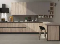 Cucina Nuovi mondi cucine moderna con penisola rovere chiaro in laminato materico Cucina natural zen con colonna e paino penisola 