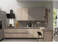 Cucina Nuovi mondi cucine moderna con penisola rovere chiaro in laminato materico Cucina natural zen con colonna e paino penisola 