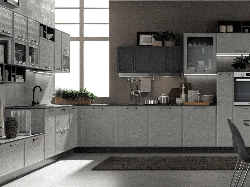 cucina quadra telaio legno moderna con angolare con living in offerta outlet nuovimondi