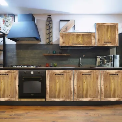 Cucina Nuovi mondi cucine industriale ad angolo rovere chiaro in legno Cucina industrail newport legno compresa di 2 colonne  in offerta  