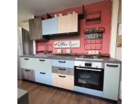 Cucina moderna rovere chiaro, etnico lineare, vintage colorata a 1990.