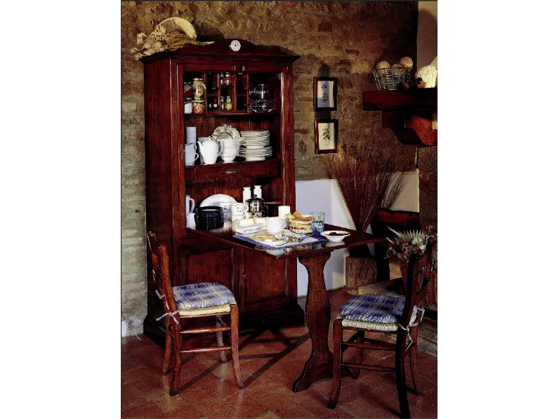 Cucina Parlani country lineare noce in legno Dispensa buffalo con tavolo