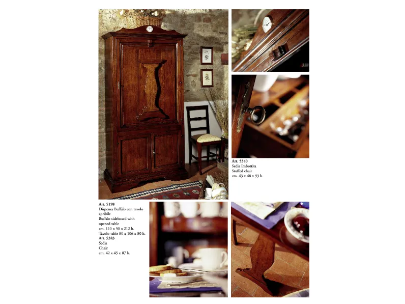 Cucina Parlani country lineare noce in legno Dispensa buffalo con tavolo