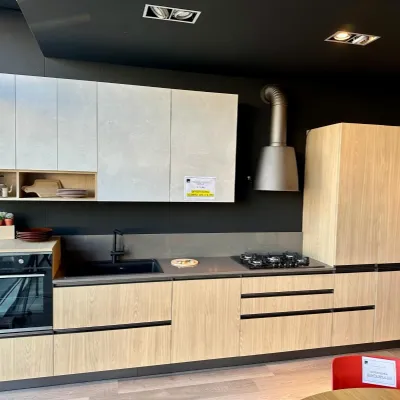 Cucina Prima cucine moderna lineare rovere chiaro in laminato materico Hera
