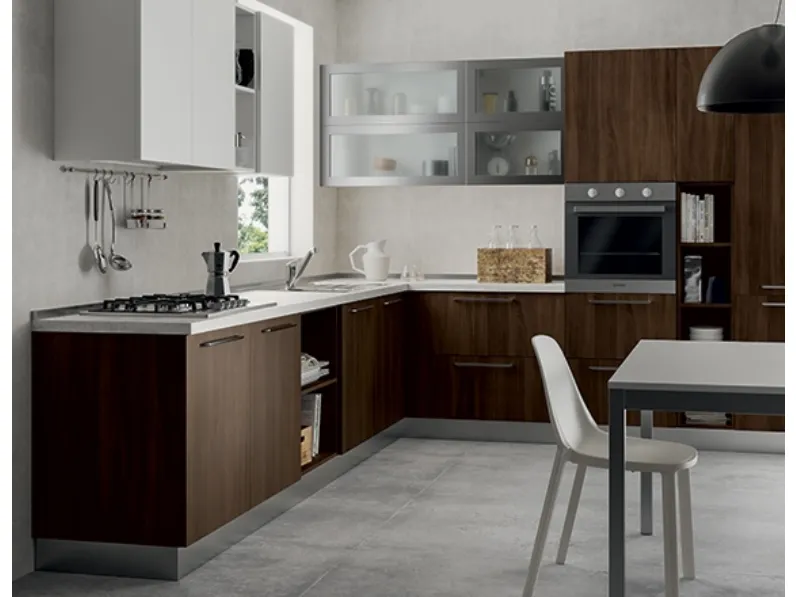 CUCINA Primacucine Domino noce carruba e bianco matt PREZZO OUTLET