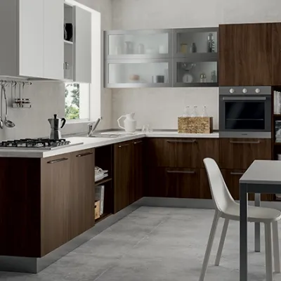 CUCINA Primacucine Domino noce carruba e bianco matt PREZZO OUTLET