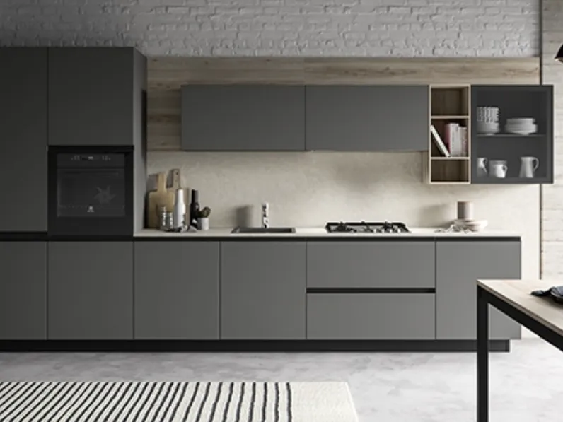 CUCINA Primacucine lineare Zoe grafite e zoe grafite e silvermine SCONTATA