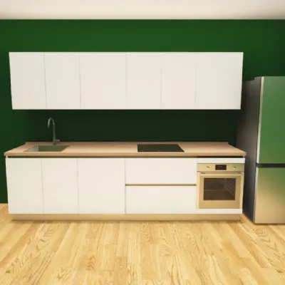 Cucina lineare in laminato materico a prezzo ribassato 33%