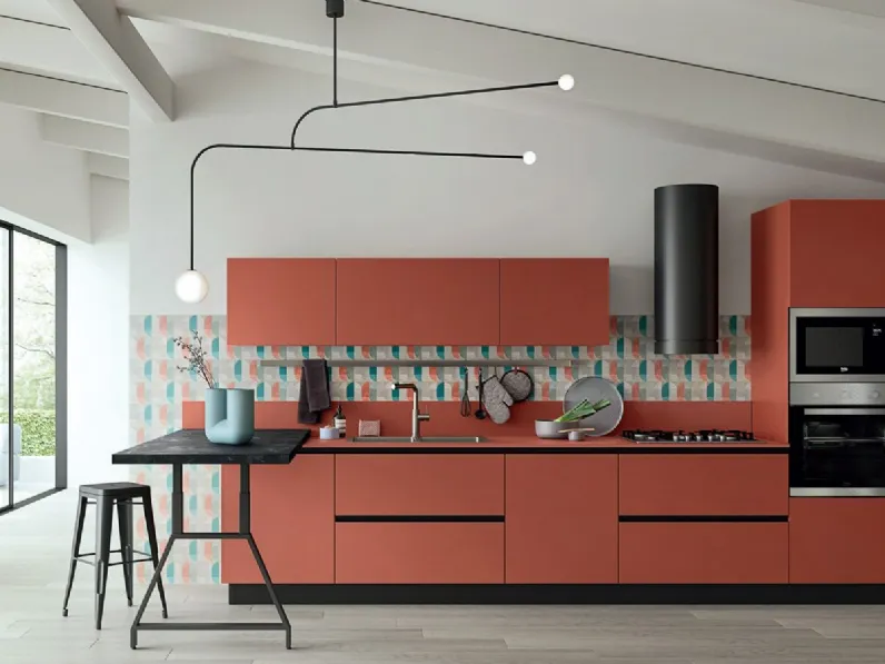 Cucina rossa moderna lineare Ar-due Easy matt a soli 7290