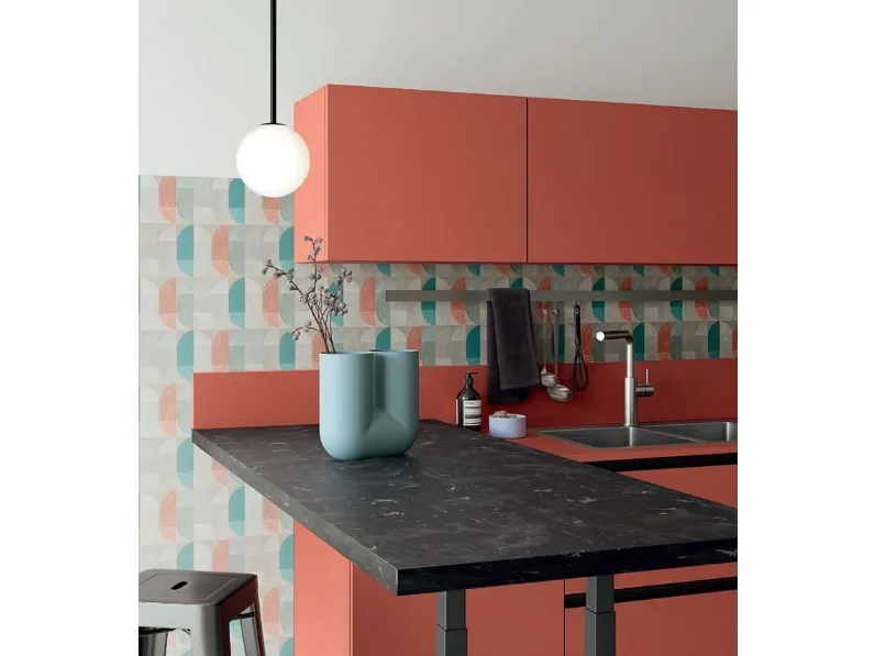 Cucina Easy matt moderna rossa Ar-due lineare scontata 30%
