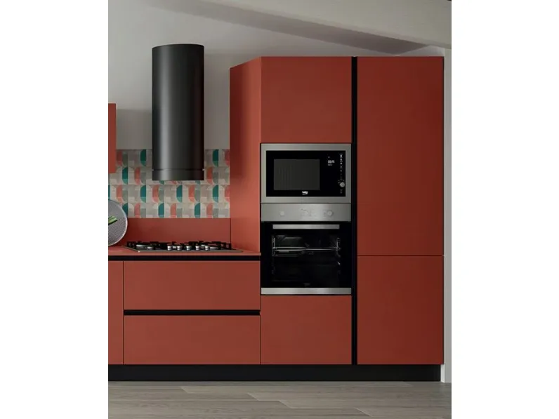 Cucina Easy matt moderna rossa Ar-due lineare scontata 30%