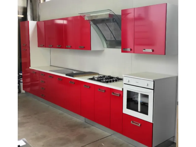 Cucina rossa moderna lineare Girasole rosso ferrari Arrex-2
