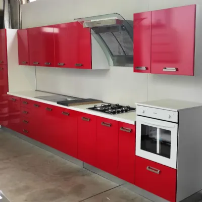 Cucina rossa moderna lineare Girasole rosso ferrari Arrex-2