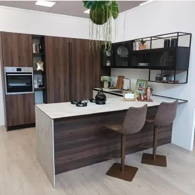 Cucina Rovere caff moderna altri colori Artigianale con penisola scontata 40%