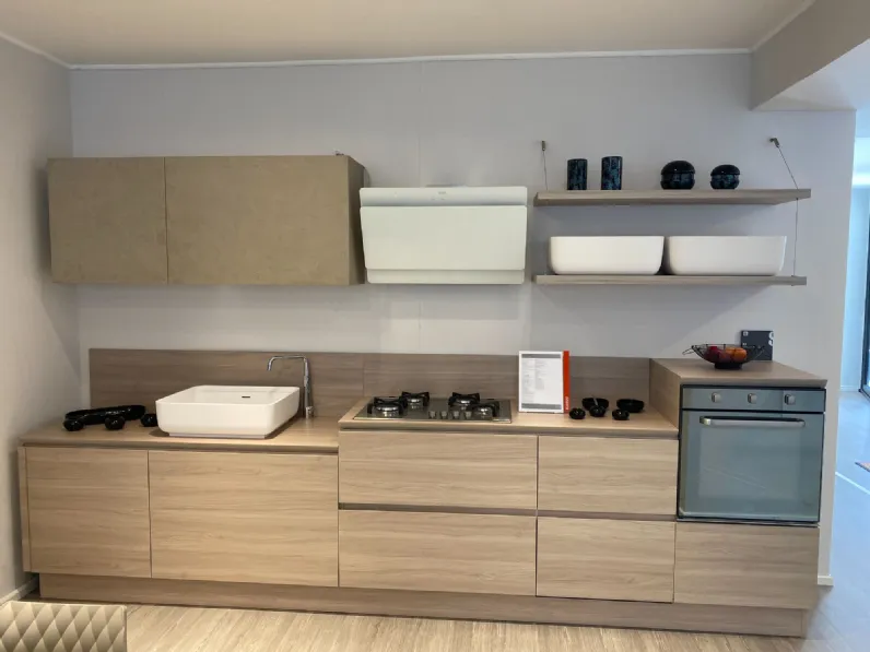 Cucina rovere chiaro design lineare Qi  Scavolini scontata